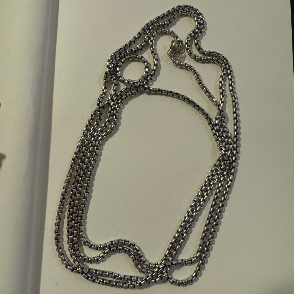 David Yurman Sterling Box Chain 72" Necklace with 14K Yellow Gold Charm 103.8g - Picture 1 of 8